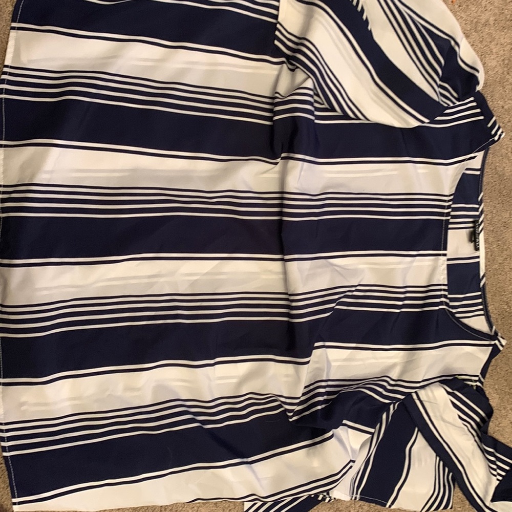 Navy blue and white strip shirt